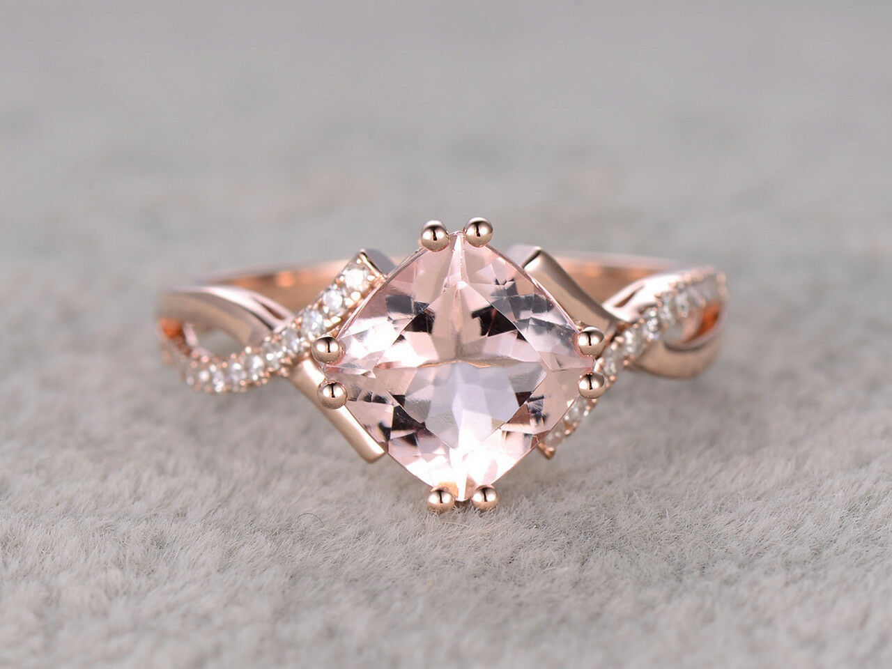 14k Rose Gold Over 2.4 Ct Cushion Cut Morganite Infinity Diamond Engagement Ring - atjewels.in