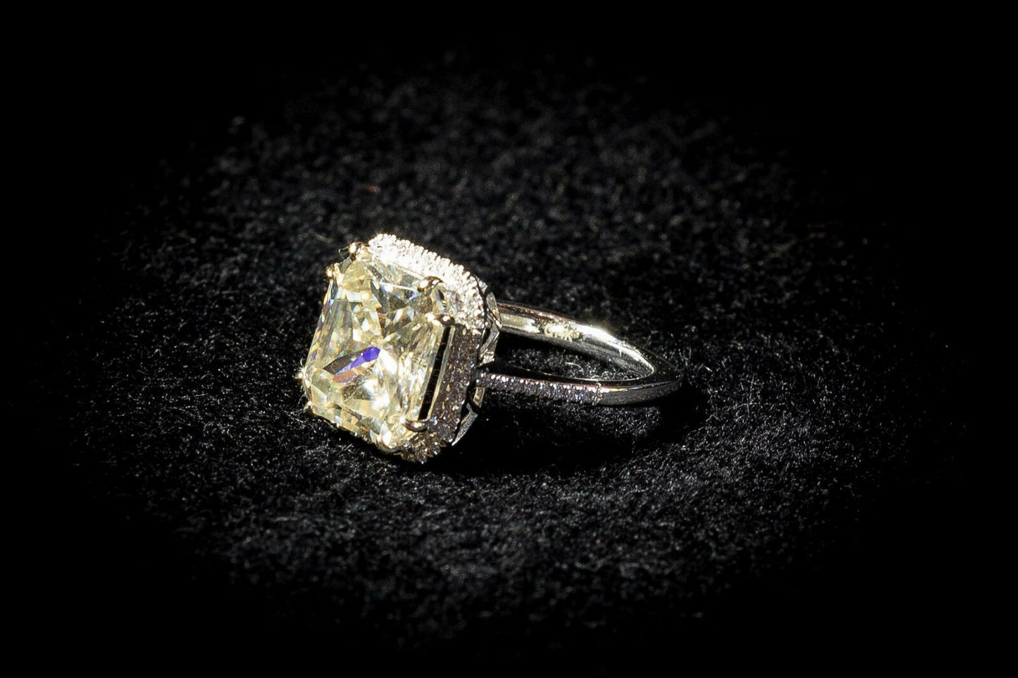 3CT Radiant Cut Champagne 14k Solid White Gold Over Diamond Halo Engagement Ring - atjewels.in