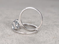 14k White Gold FN 2 CT Emerald Cut Aquamarine Diamond Engagement Bridal Ring Set - atjewels.in