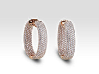 14k Solid Rose Gold Over 3 CT Round Cut Diamond Cluster Party Wear Hoop Earrings - atjewels.in