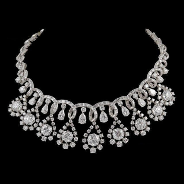 85CT Multi Cut Diamond 925 Sterling Silver Tear Drop Engagement Wedding Necklace