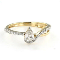 1/2 CT Pear Cut Diamond 14k Yellow Gold Over Solitaire w/Accents Engagement Ring - atjewels.in