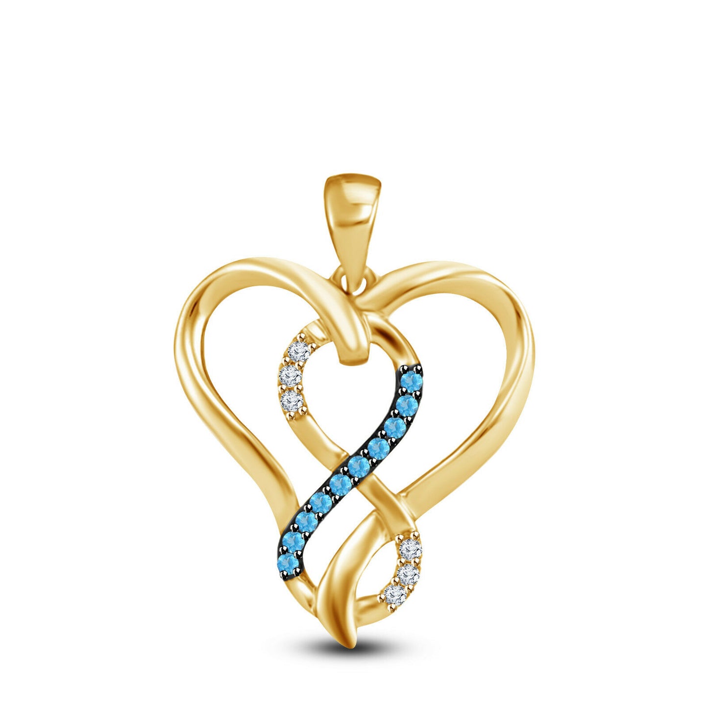 1/2Ct 14k Yellow Gold Over Round Cut Diamond Infinity Love Heart Women's Pendant - atjewels.in
