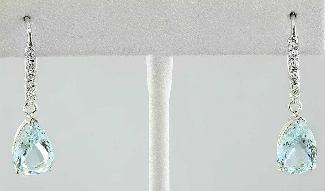 2 CT Pear Cut Aquamairne 14k White Gold Over Tear Drop Dangle Diamond Earrings - atjewels.in