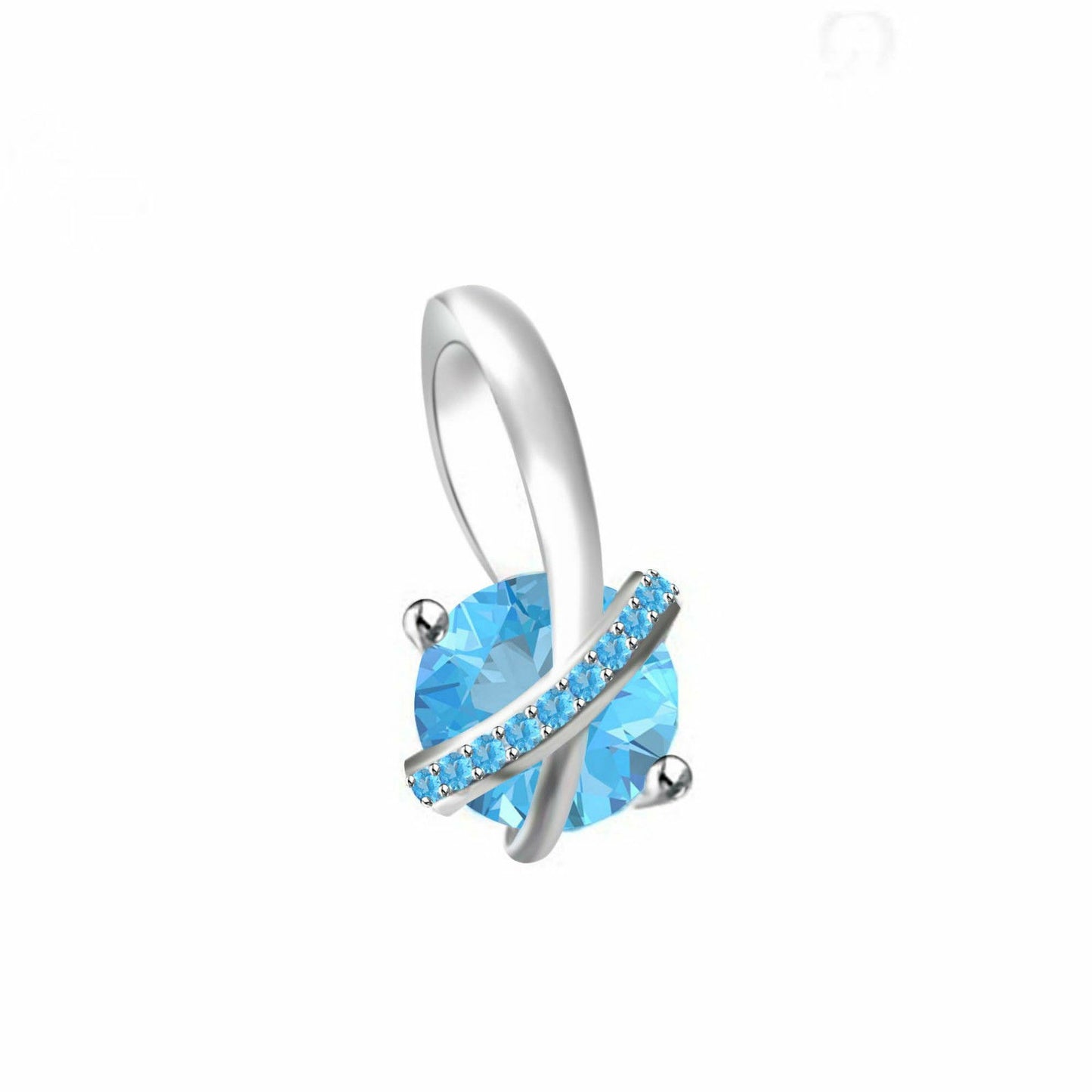 14k White Gold Over 925 Sterling Round Aquamarine Criss Cross Womens Jewelry Set - atjewels.in