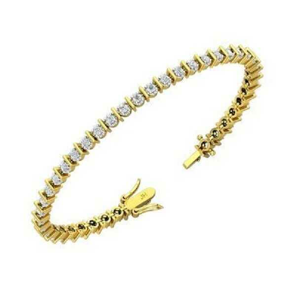 14k Yellow Gold Over 5 CT Round Cut Diamond Tennis Wedding Women's 7" Bracelet - atjewels.in