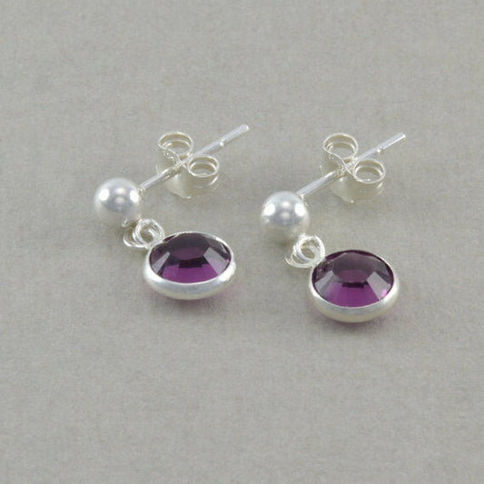 14k White Gold Over 925 Sterling Round Cut Amethyst Drop Dangle Women's Earrings - atjewels.in