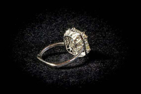 3CT Radiant Cut Champagne 14k Solid White Gold Over Diamond Halo Engagement Ring - atjewels.in
