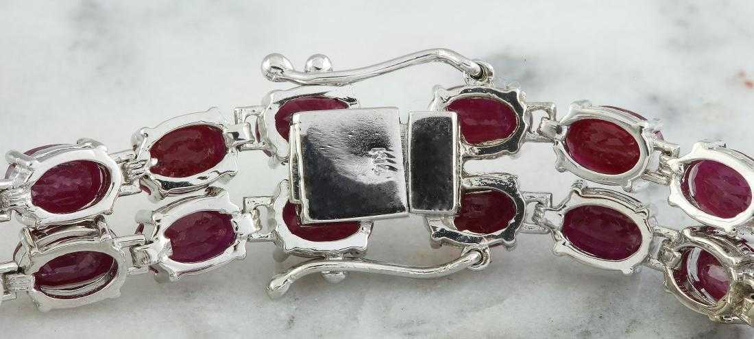20 CT Oval Cut Red Ruby 14k White Gold Over Two Row Tennis Floral 7" Bracelet - atjewels.in