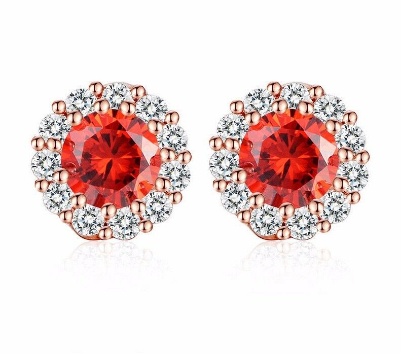 14k Rose Gold Over Round Cut Diamond Crystal Stud Solitaire Engagement Earrings - atjewels.in