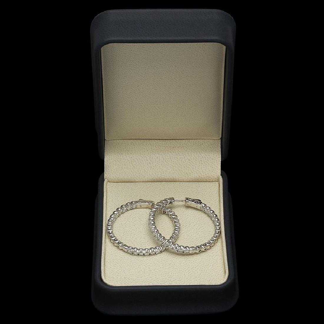 14k White Gold Over 2.5 CT Round Cut In-Out Side Diamond Wedding Hoop Earrings - atjewels.in