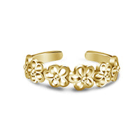 14k Yellow Gold Over 925 Sterling Silver Daisy Flower Adjustable Toe Band Ring - atjewels.in