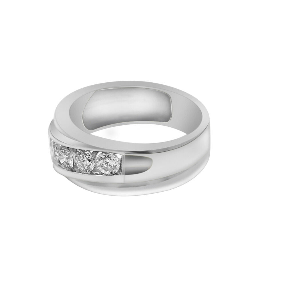 1/2CT Round Cut Diamond Five-Stone 14k White Gold Finish Wedding Band Men's Ring - atjewels.in