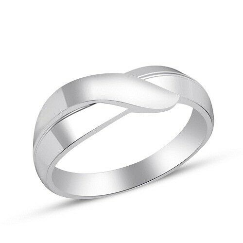 14K White Gold Over 925 Silver Plain Infinity Engagement Wedding Band Ring - atjewels.in