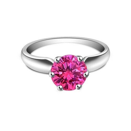 1/2 CT Round Cut Pink Sapphire 14k White Gold Over Solitaire Engagement Ring - atjewels.in