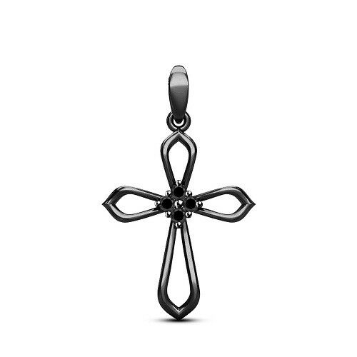Black Gold On 925 Sterling Silver Round Cut Black CZ Unisex Cross Jesus Pendant - atjewels.in