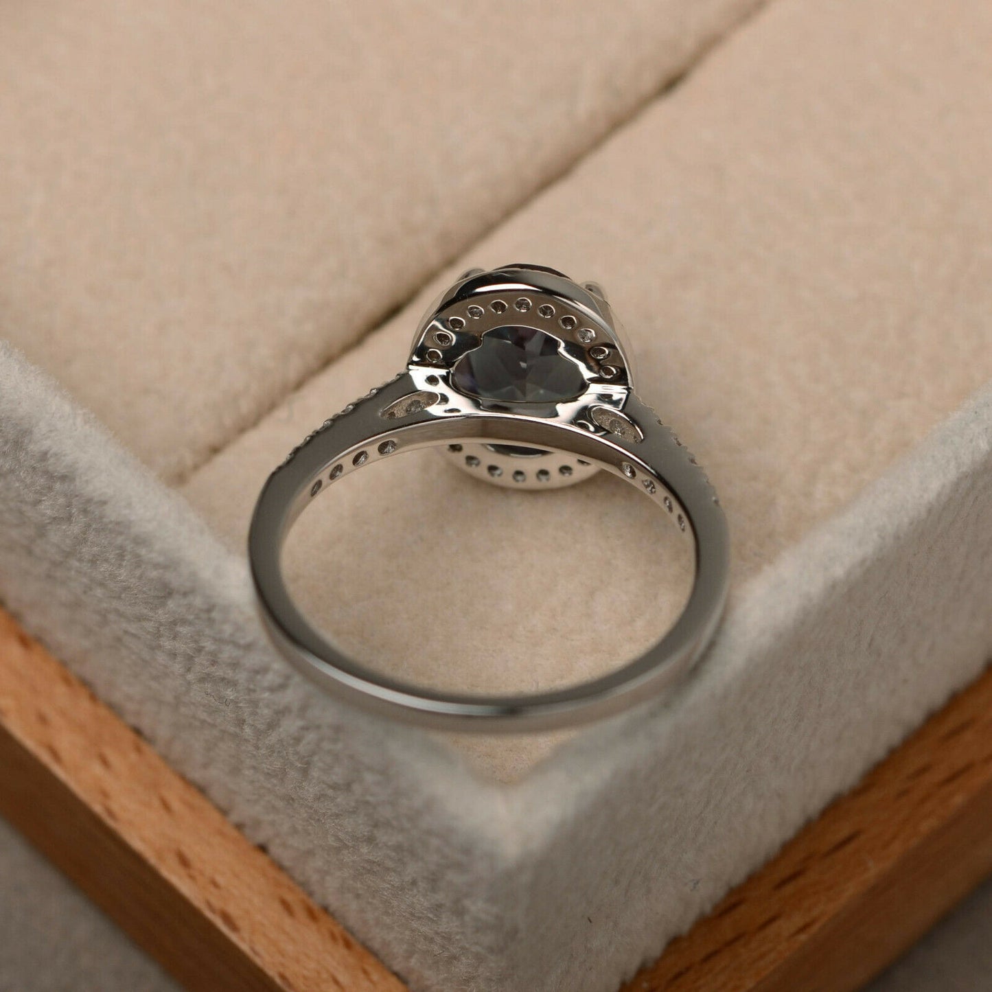 2CT Oval Cut Alexandrite Engagement Diamond 14k White Gold Over Anniversary Ring - atjewels.in