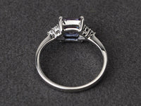 1 CT Cushion Cut Alexandrite & Diamond 14k White Gold Over Solitaire Bridal Ring - atjewels.in