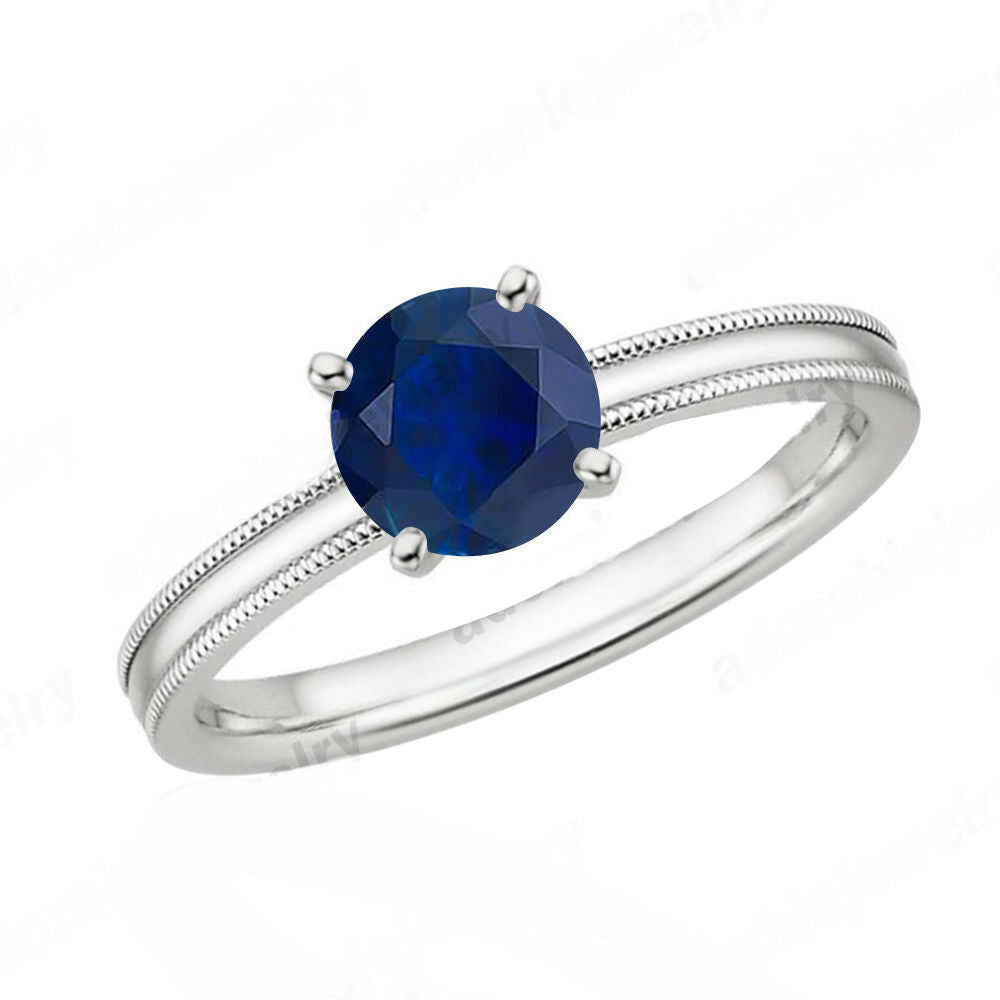 925 Sterling Silver Princess Cut Blue Sapphire Solitair Ring For Women's - atjewels.in
