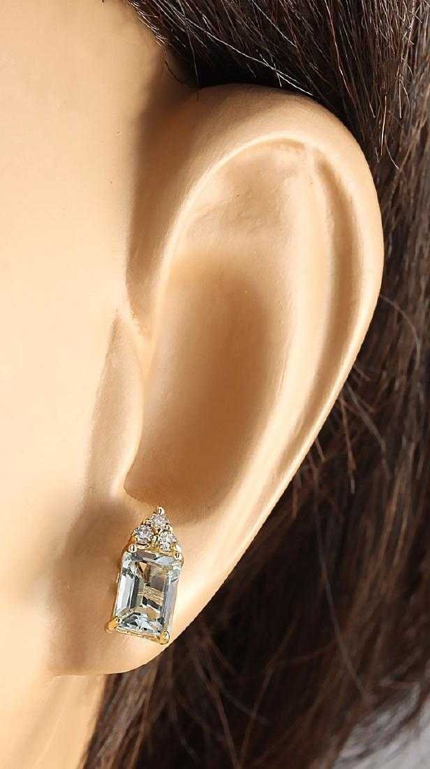 2 CT Emerald Cut Aquamarine 14k Yellow Gold Over Solitaire Diamond Stud Earrings - atjewels.in