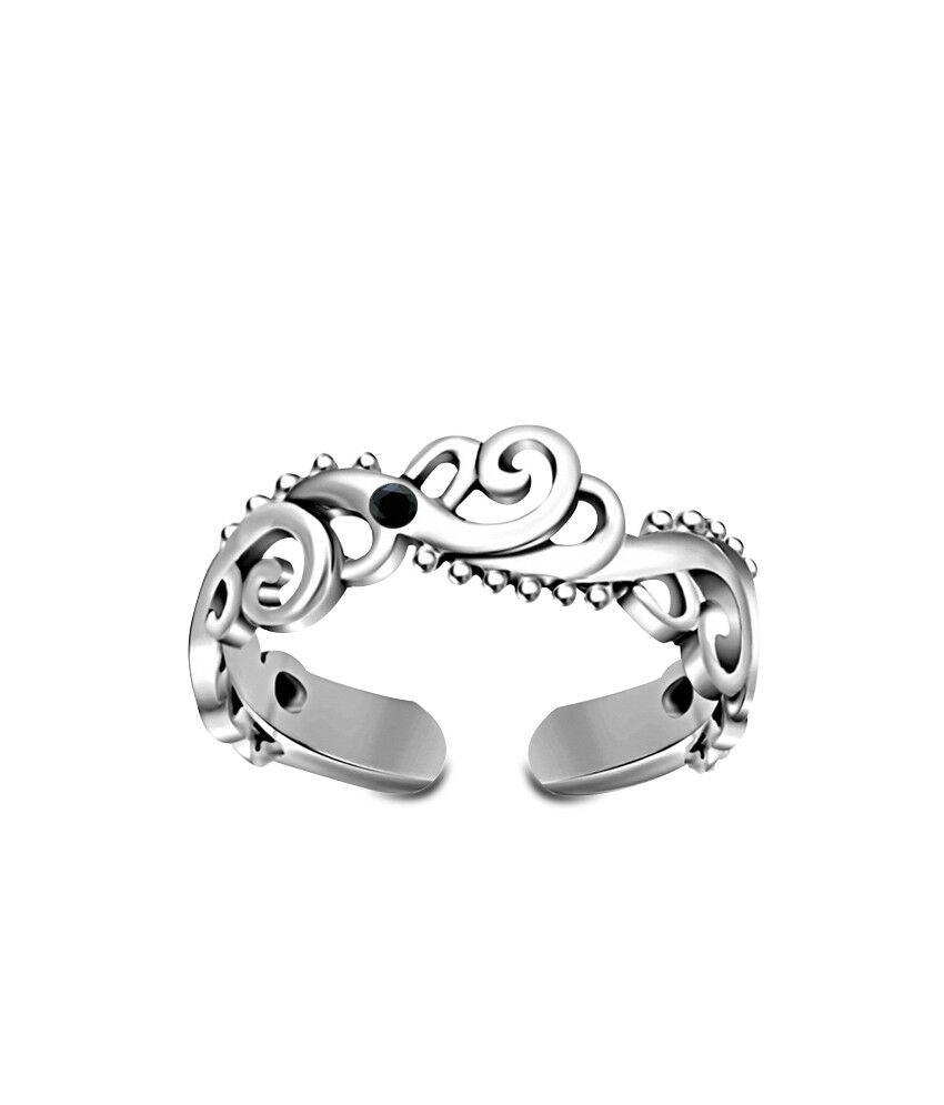 Adjustable Jewelry 14K White Gold Over Round Cut Diamond Solitaire Wave Toe Ring - atjewels.in