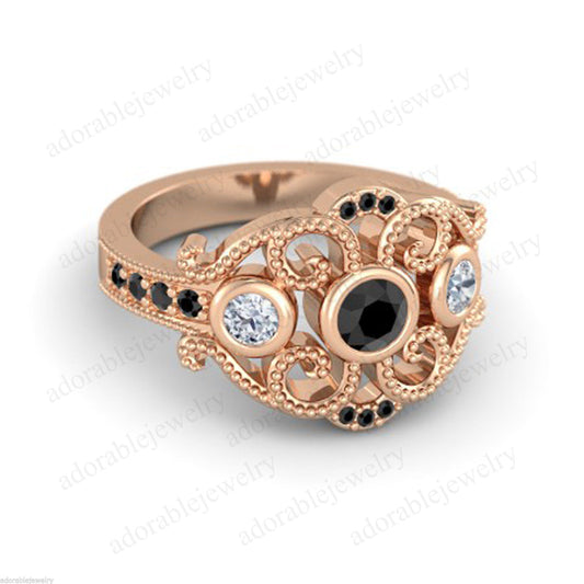 1 Ct Round Cut Diamond 14K Rose Gold Over Solitaire Halo Engagement Wedding Ring - atjewels.in