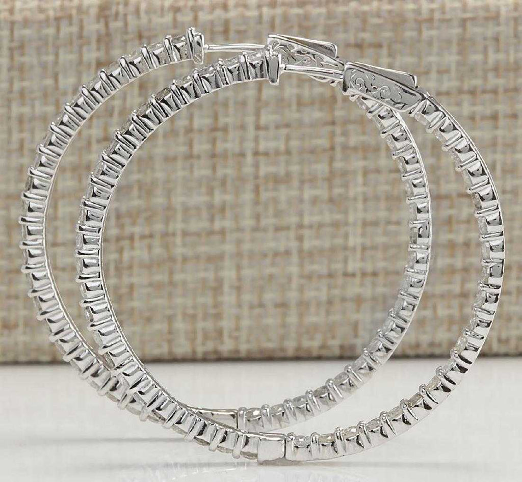 3 CT Brilliant Cut Diamond 14k White Gold Over Party Wear Large Hoop Earrings - atjewels.in