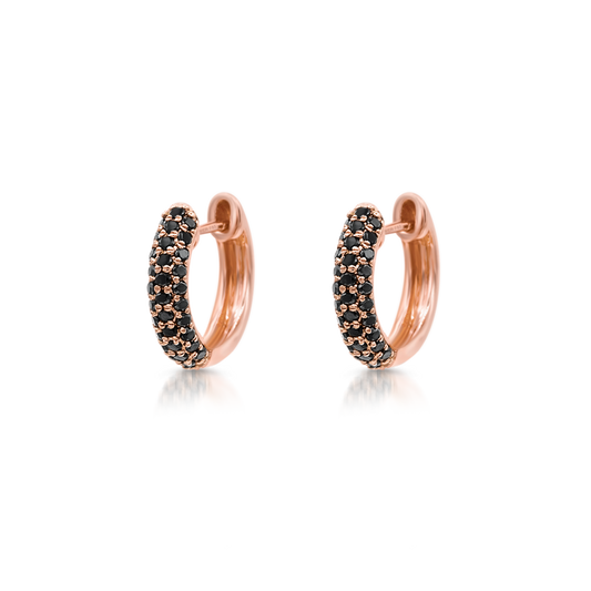 1 CT Round Cut Black Diamond 14k Rose Gold Over Small Wedding Hoop Earrings - atjewels.in