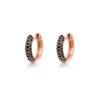 1 CT Round Cut Black Diamond 14k Rose Gold Over Small Wedding Hoop Earrings - atjewels.in
