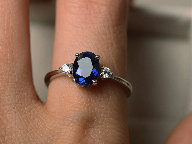 Sapphire blue stone ring discount