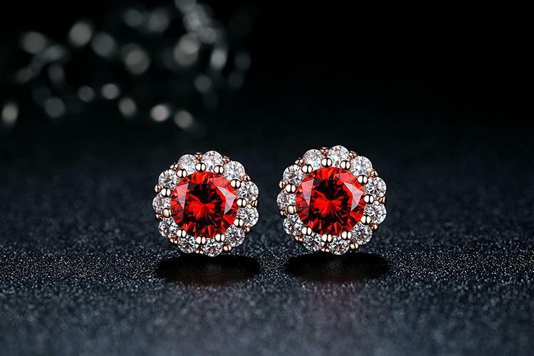 14k Rose Gold Over Round Cut Diamond Crystal Stud Solitaire Engagement Earrings - atjewels.in