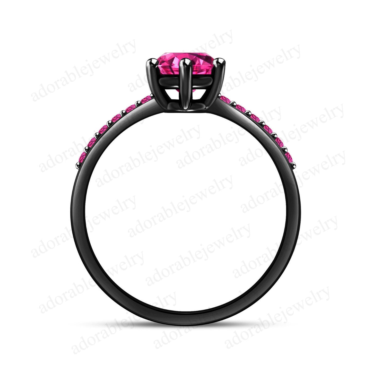1/2 CT Round Cut Pink Sapphire Engagement Solitaire with Accents Engagement Ring - atjewels.in