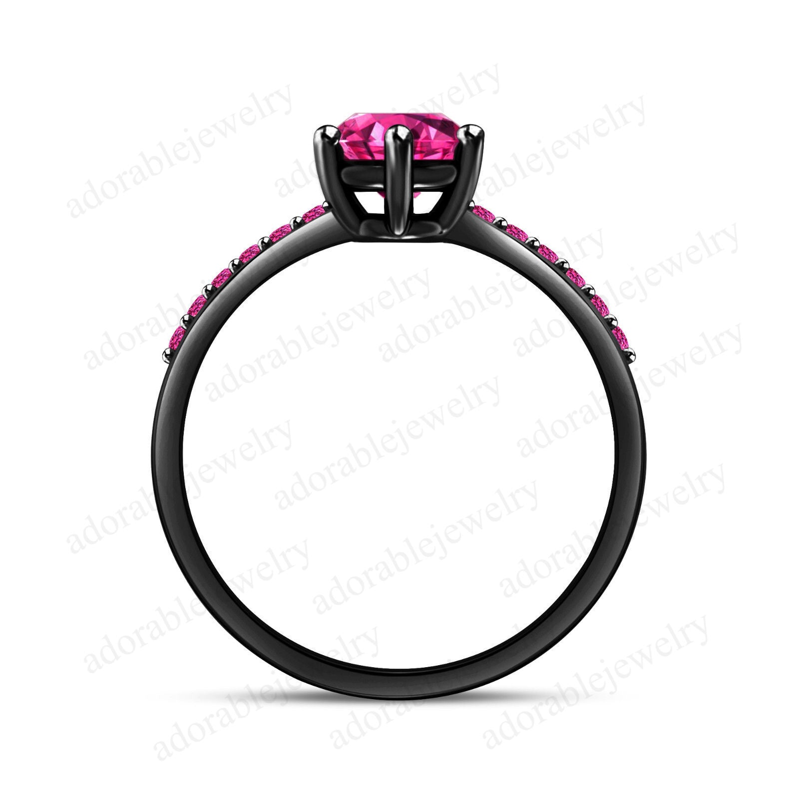 1/2 CT Round Cut Pink Sapphire Engagement Solitaire with Accents Engagement Ring - atjewels.in