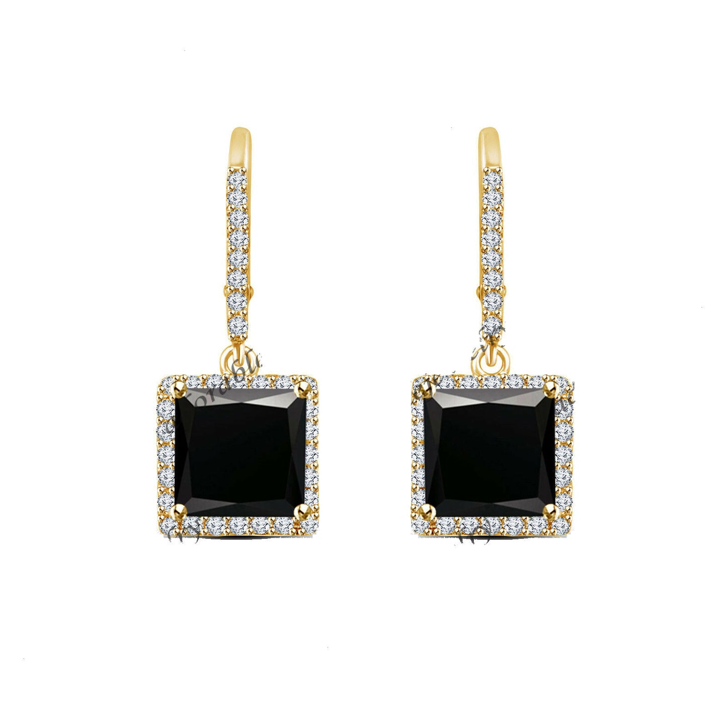 Princess Cut Diamond 14k Yellow Gold Over Drop Dangle Leverback Wedding Earrings - atjewels.in
