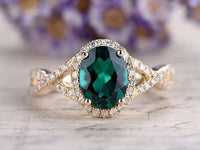 1.2CT Oval Cut Emerald Engagement 14k Yellow Gold FN Diamond Womens Wedding Ring - atjewels.in
