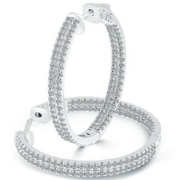 5 CT Brilliant Round Cut Diamond 14k White Gold Over Wedding Large Hoop Earrings - atjewels.in