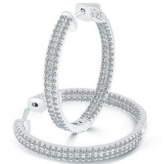 5 CT Brilliant Round Cut Diamond 14k White Gold Over Wedding Large Hoop Earrings - atjewels.in