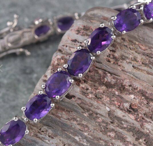 10 CT Oval Cut Amethyst 14k White Gold Over 8" Tennis Wedding Women's Bracelet - atjewels.in