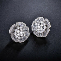 3 CT Round & Baguette Cut Diamond 14k White Gold FN Cluster Stud Womens Earrings - atjewels.in