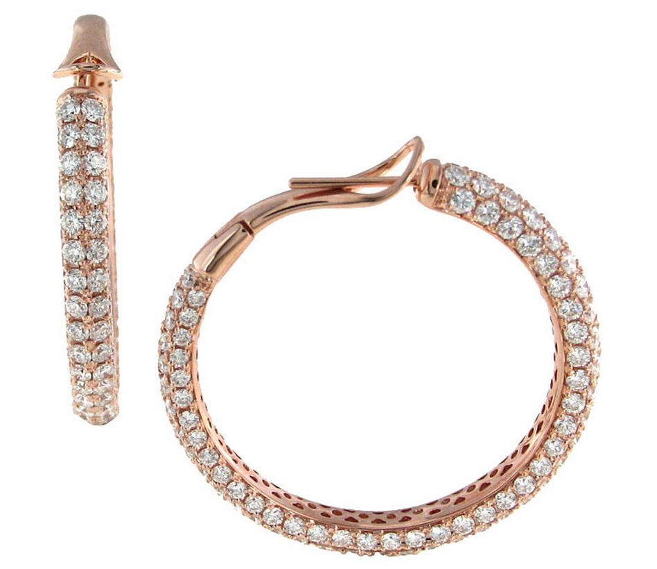 2 CT Round Cut Diamond 14k Rose Gold Over 2-Row Party Wear Women's Hoop Earrings - atjewels.in