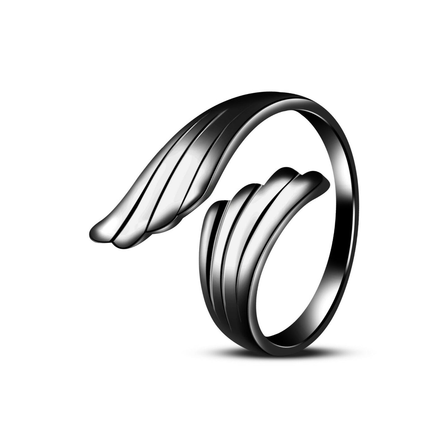14k Full Black Gold Over Bypass Angel Wing Adjustable Midi Women's Toe Ring - atjewels.in