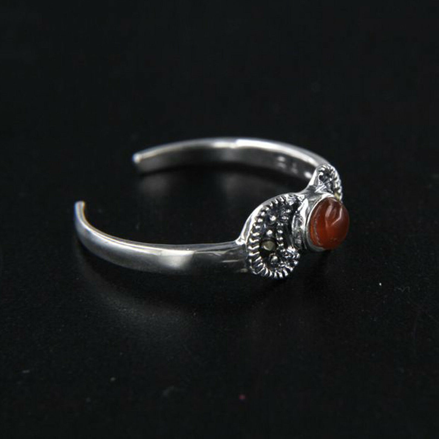 14k White Gold Over Round Cut Red Onyx Adjustable Midi Toe Ring Women's Jewelry - atjewels.in