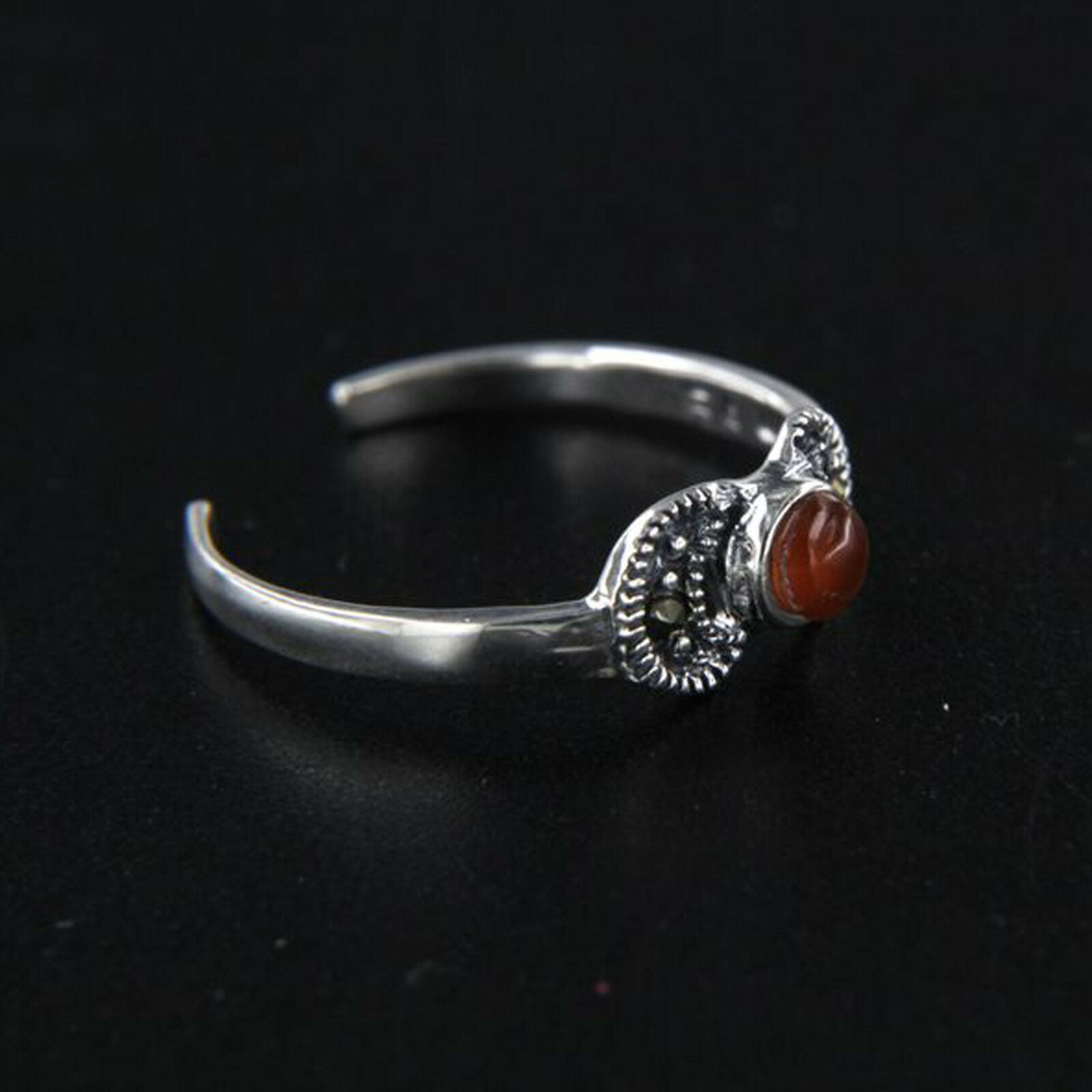 14k White Gold Over Round Cut Red Onyx Adjustable Midi Toe Ring Women's Jewelry - atjewels.in