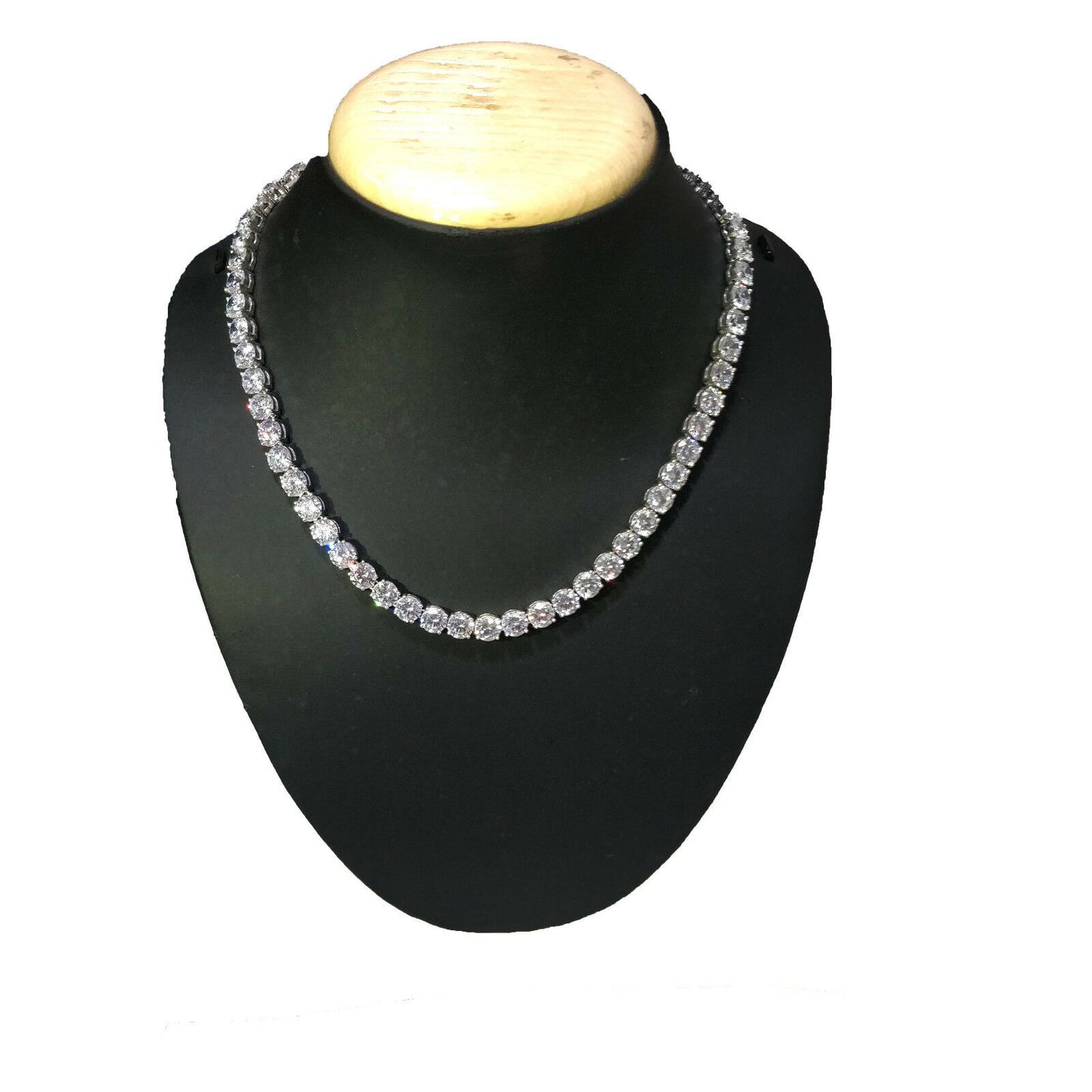 14k Solid White Gold Over 45 CT Round Cut D/VVS1 Diamond Tennis 16" Necklace - atjewels.in