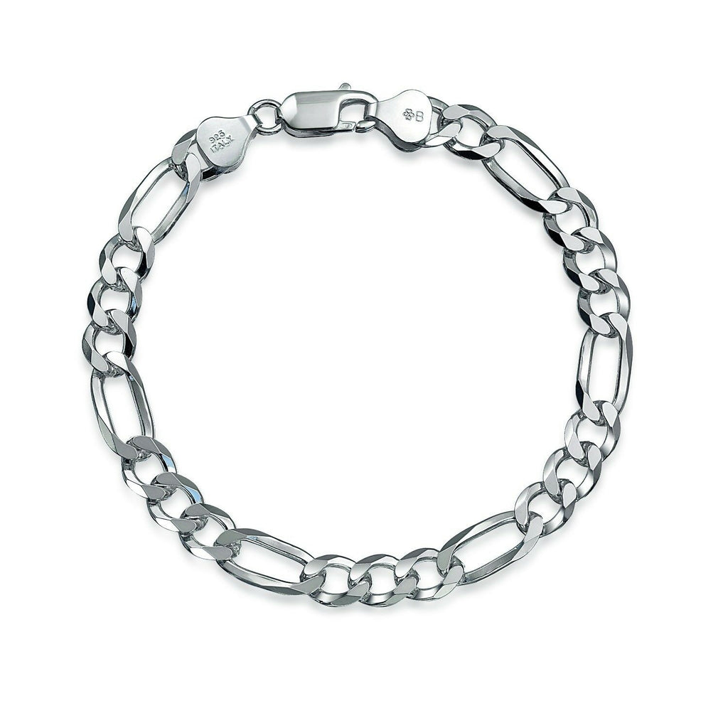 14k White Gold Over 925 Sterling Silver 7" Unisex Heavy Chain Link Bracelet - atjewels.in