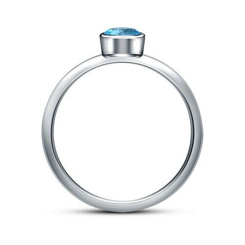 1/2 Ct Round Cut Aquamarine 14K White Gold Over Solitaire Engagement Womens Ring - atjewels.in
