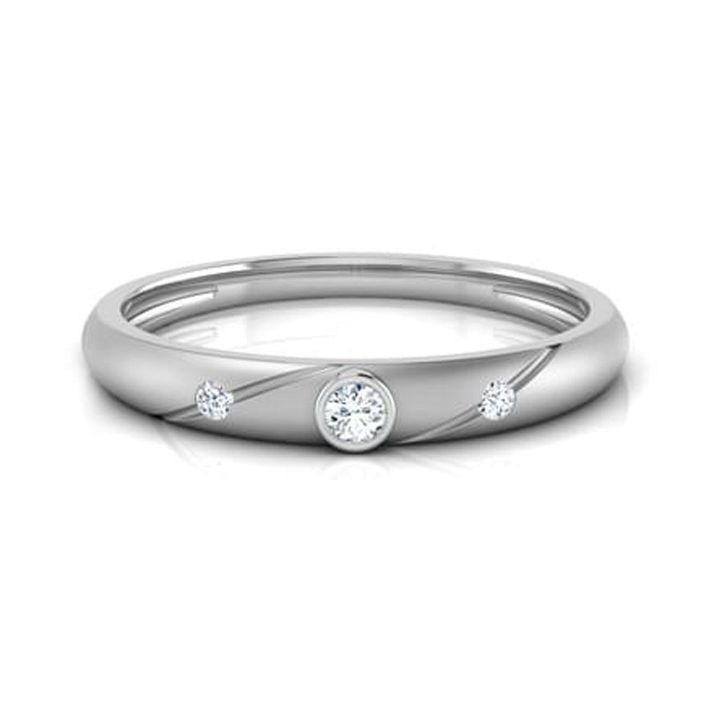 1/2 CT 14k White Gold Over Round Cut Diamond Three Stone Wedding Men's Band Ring - atjewels.in