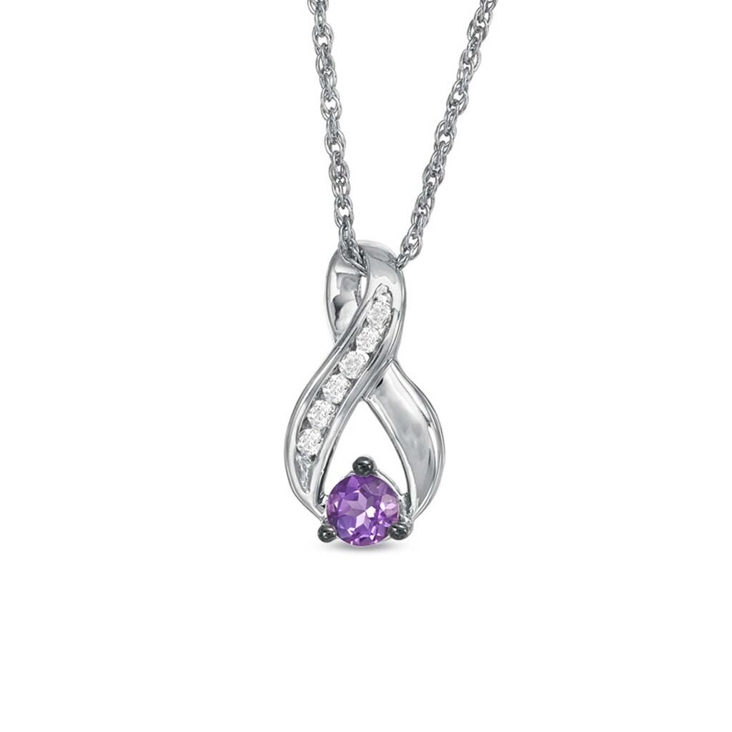 Classic 925 Sterling Silver Round Cut Amethyst White CZ Infinity Pendant Jewelry - atjewels.in
