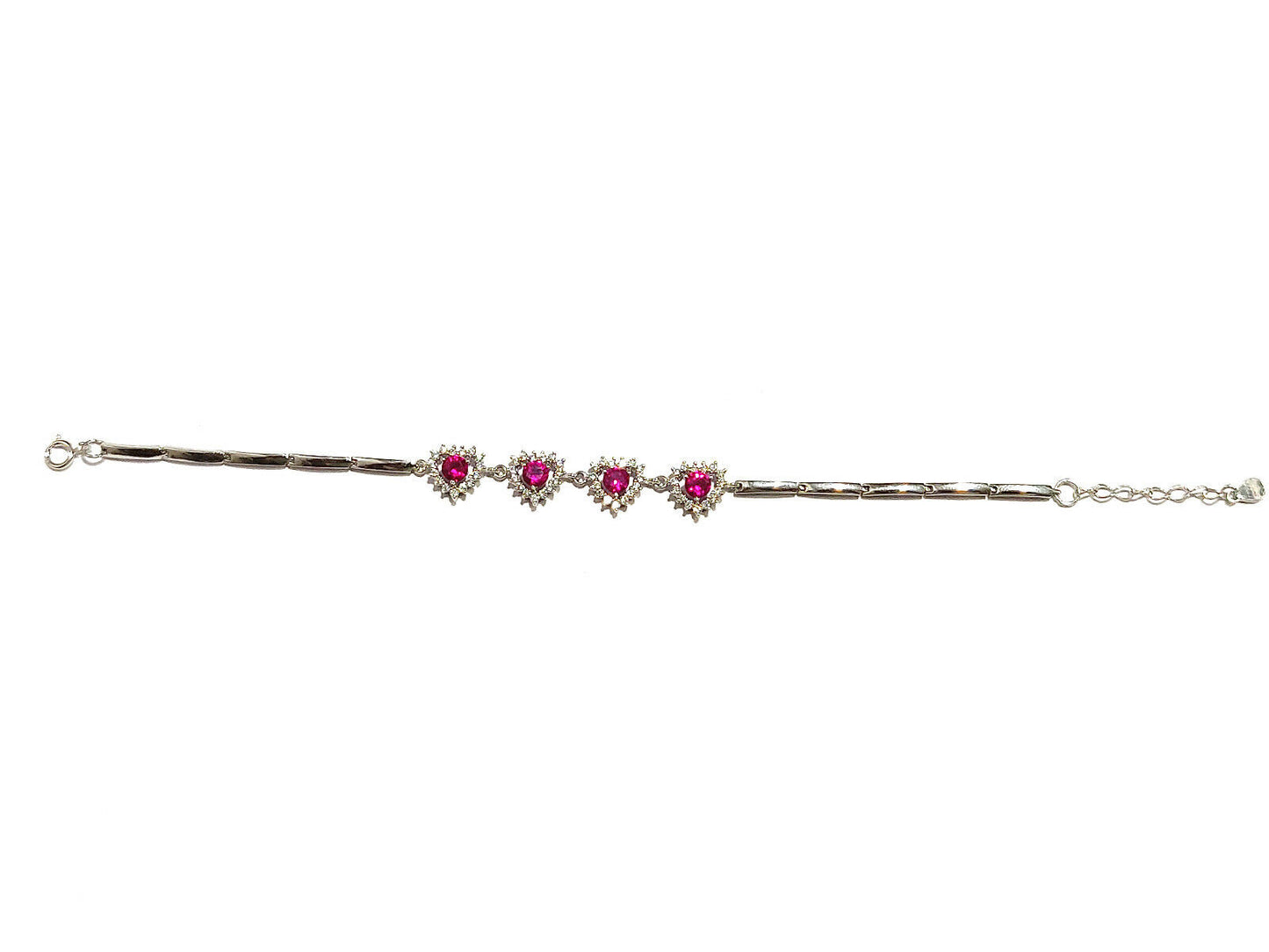 2 CT Round Cut Pink Sapphire 14k White Gold Over Diamond Love Heart 6" Bracelet - atjewels.in