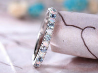 1.5 CT Round Cut Alexandrite Opal 14k White Gold Over Eternity Wedding Band Ring - atjewels.in